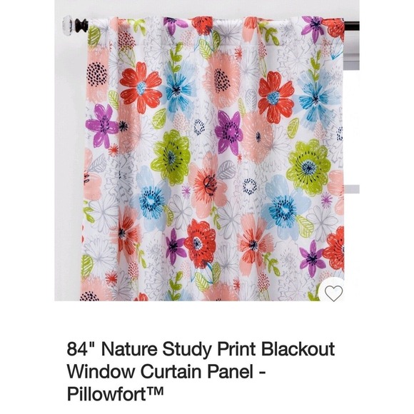 Pillowfort Nature Study Print Blackout Window Curtain 42" x 84" 1 Panel New - Picture 6 of 6